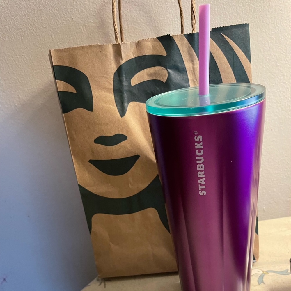 Starbucks 2022 Puffy Valentines Purple Stainless Steel Tumbler